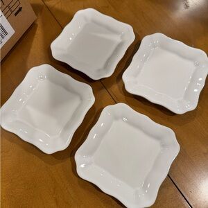 NIB Pottery Barn Cambria Handcrafted Stoneware Snack Plates in Stone